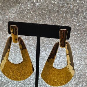RLM Soho Polished Gold-Tone Textured Teardrop Friction Post/Tension Back Earring